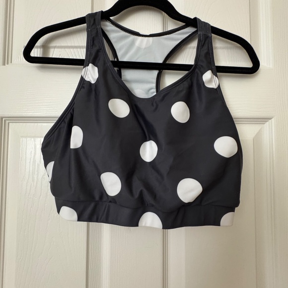 Ambrie two piece black with white polka dots bathing suit.  Size XL. - Picture 2 of 5